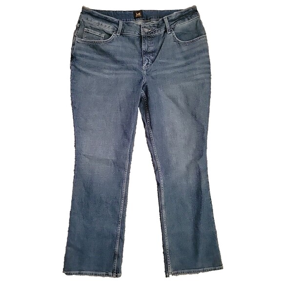 Lee Women's Mid Rise BOOT CUT Blue Jeans 18W - NWT Friction Resistant - Picture 1 of 8